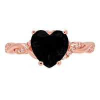 2.1CT srce Crnog crno prirodne ony 14k ružičasti ružičani gravirajući izgled GRAVENIM GLAVNIM GODINOM HRANE Vjenčane prstene veličine 6