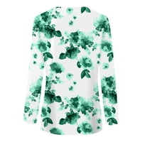 Plus veličine Ženski vrhovi, ljetni čišćenje Ženski ispis dugih rukava Labava bluza Ležerne prilike O-izrez Tee majice Tunic Green 3xl
