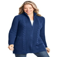 Žena u okviru ženskog plus veličine CABN-ova džempera sa prednjim kardiganom