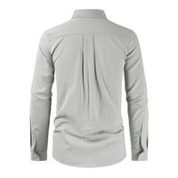 Amidoa pamučne majice za muškarce Ležerne prilike dugih rukava dolje majica Regularni fit Solid ljetne