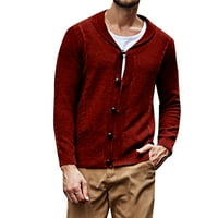 FABIURT MENS JESEN I ZIME KLUBA MOSTE Čvrsti kardigan džemper jakna, crvena