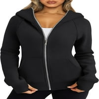 Ženske zip up dukseve fleece jakne Duksevi pad pada džemperi sa džepovima zimske y2k odjeću