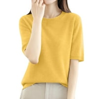 Majice za žene plus veličine okrugli izrez Solidna boja Base Knit majica