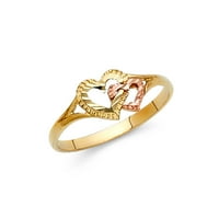 Jewels 14k bijelo i žuto zlato Dva tonska modna godišnjica Srčana prstena veličine 6.5