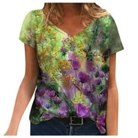 Majice za žene plus veličine Žene kratkih rukava Cvjetni tiskani V-izrez The The The Majica Bluza TEE