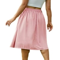 Capreze Women Midi suknja A-line suknje Swing Long Light Squik ružičasti S