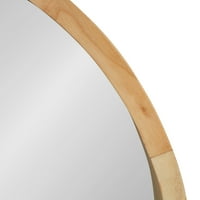 Kate i Laurel Hutton okrugli dekorativni moderni drveni okvir Zidno ogledalo, promjer, prirodni finiš