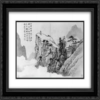 Shen Zhou matted crnarna ukrašena uokvirena umjetnička pjesnik na planini '