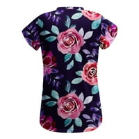 Ljetni vrhovi za ženska majica za latinu kratki rukav Tropska cvjetna bluza v Grafičke majice izreza