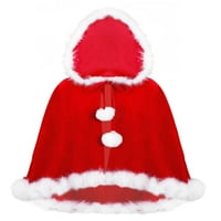 Iiniim Kids Girls Božićni Cosplay kostim Fau krzno pompoms s kapuljačom ogrtača gđa Claus Santa prerušiti