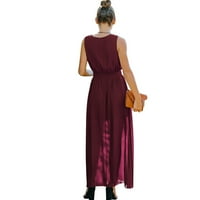 Bazyrey ženski grafički otisci ljetne haljine casual trendi bez rukava A-line haljine crvene s