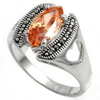 Tvoj u boji šampanjac CZ SOLT CUT SALITAIRE prsten Sterling srebrna pojas narančasti ženski veličine