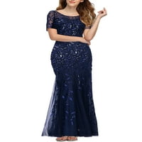 Capreze party večernja duga haljina za žene Sequin Ball Gown Bodycon Maxi haljina elegantna riblji haljina mornarsko plave s