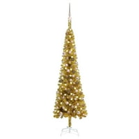 Vidaxl Slim Božićno drvce sa LED-om i kuglicom za odmor Xmas MULTI COLORS veličine