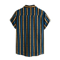 PUAAWKOER košulja Ispis kratka ležerna pruga kauč karata rupu s rukavima rukava muške majice muške odjeće