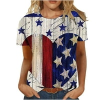4. srpnja USA zastava za zastavu Žene Ljeto, modni casual crew vrat na vratu Tunički labavi bluze Dan