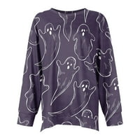 Ženski okrugli vrhovi vrata pamuk ženska povremena moda Halloween Print s dugih rukava O-izrez TOP bluza
