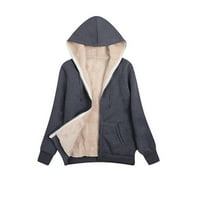 Zip up hoodie za žene zimske ležerne jakne s dugim rukavima s dugim rukavima dugim dukserom sa džepovima