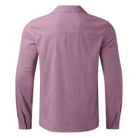 Muška ljetna pamučna majica pune boje casual velike veličine rever s dugim rukavima, labava i udobna