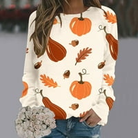 Grounsty Womens Plus Veličina zazor Halloween majica, Ženski okrugli vrat Halloween tiskani džemper s dugim rukavima