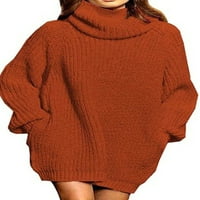 Niuer Dame Loaseble Solid Boja Pleteni džemperi Ženski džemperi sa džepovima Rad DRŽAVNOG KRETNOG DRŽAVE JUMPER MROWN M