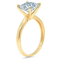1CT Princess rez plave prirodne akvamarine 14k žuti zlatni godišnjički zaručnički prsten veličine 4