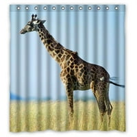 Greendecor Slatka životinjska žirafa vodootporna tuš zavjesa set sa kukama za kupatilo veličine