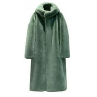 Ženski kaput casual revel flece Fuzzy Fau Shearling patentni zatvarač duge kapute čvrste tople zimske