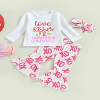 Blotona Toddler Baby Girl Devojka Valentinovo odijelo Dugih rukava Pismo Ispis 3