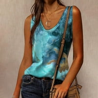 Ženski vrhovi V-izrez Čvrsti rezervoar u boji labavi ženski majica bez rukava ljeto plava m