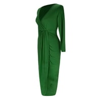 Žene oblače dužinu gležnja kratki rukav ležerna haljina maxi v-izrez žene ljetna haljina zelena l