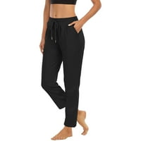 Wavsuf joga hlače za žene plus veličine čvrste sa džepovima visoke uspone crne hlače veličine m