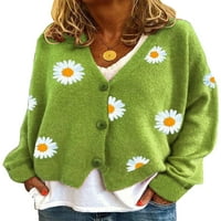 Rejlun dame Otvoreno prednji kardigan džemper meko dugme dolje zimska topla jakna zelena l