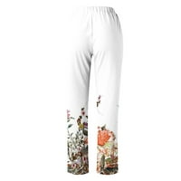 Farstey posteljine za žene za žene cvjetne tiske elastične hlače visoke struke sa džepovima sa dnevnim