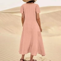 Ljetne haljine za žene plus veličine klirens kratki rukav čvrsta boja mekana udobna dugačka dugačka