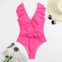 Mikilon dame moda čvrsta boja Minimalistički trak za traku rufff ženski kombinezon kupaći kostimi za žene za žene plus vruće ružičasto ljetni posao