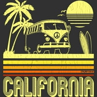 Vintage California Surf Autobusni dečaci Drveni ugljen sivi grafički tee - Dizajn ljudi M