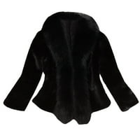 Francuska Dimple Women FAU pelt kaput elegantna gusta topla nova modna gornja odjeća lažna jakna od pelta crna