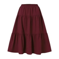 Slušajte Ženska pamučna posteljina Maxi suknja Čvrsta boja elastična struka linijskih suknjanih ležernih