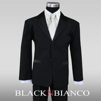 Dječaci Formalni tuxedo odijelo u crnoj boji sa laganim srebrnim kravatom vrata