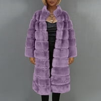 Jsaierl Womens Fau Krzno Fleece Shearling kaput jesen i zimska modna luksuzna flufzy shaggy dugačka