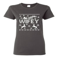 Božićna supruga ljubav ružni božićni džemper ženska grafička majica, ugljen, 2xl