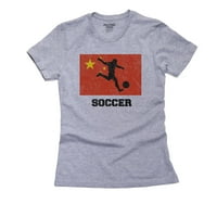 Kina Olimpic - Soccer - zastava - Silueta ženska pamučna siva majica