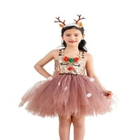 Kid Božićne haljine kostim, bez rukava s ramena patchwork mesh cvjetna haljina, obruč