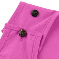 Ženske haljine tiskane srednje dužine A-line bez rukava sa rukavicama ljetna haljina vruće ružičaste