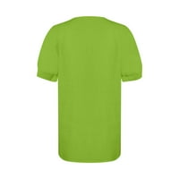 Ženske košulje Ženska modna casual Solid Color V Crt Gumb Labavi majica kratkih rukava Top Green XL