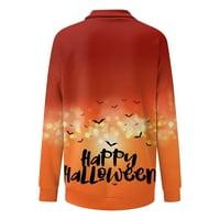 Yubatuo ženski kauzalni zip pulover dugih rukava dugih rukava Halloween Print Actithewwear Trčanje jakne Dukserica za žene đumbira