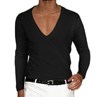 Muški T majice T V izrez Solid pulover Ležerne prilike za muškarce Majica Men Bluze Muškarci Dugi rukavi