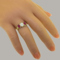 Britanci napravio 14k žuto zlatni prsten sa prirodnim prstenom za angažman Opal & Ruby Womens - Opcije
