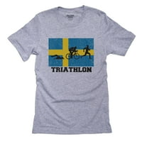 Švedska Olimpijska - Triathlon - zastava - Silueta Muška siva majica